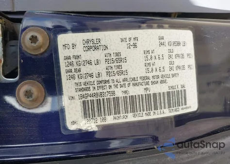 1997 Dodge Grand Caravan Se z USA, uszkodzony, nr VIN 1B4GP44R9VB317598